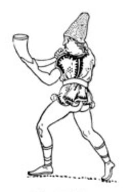 Buccina de l'armée romaine
Source : Dictionnaire des Antiquités Grecques et Romaines de Daremberg et Saglio, p.753