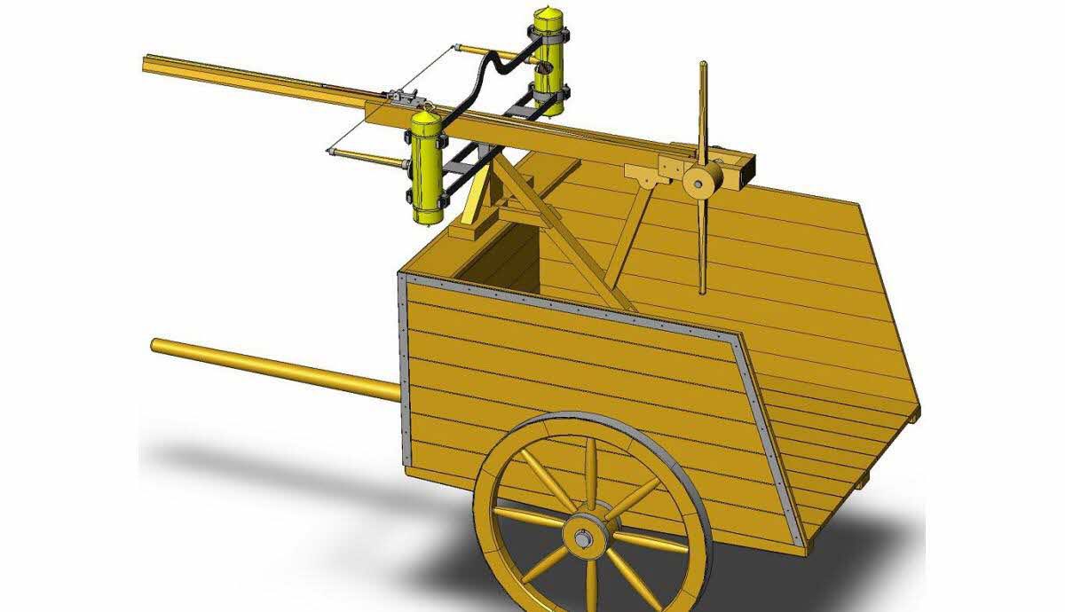 Reconstitution numérique d'une Carroballista romaine.