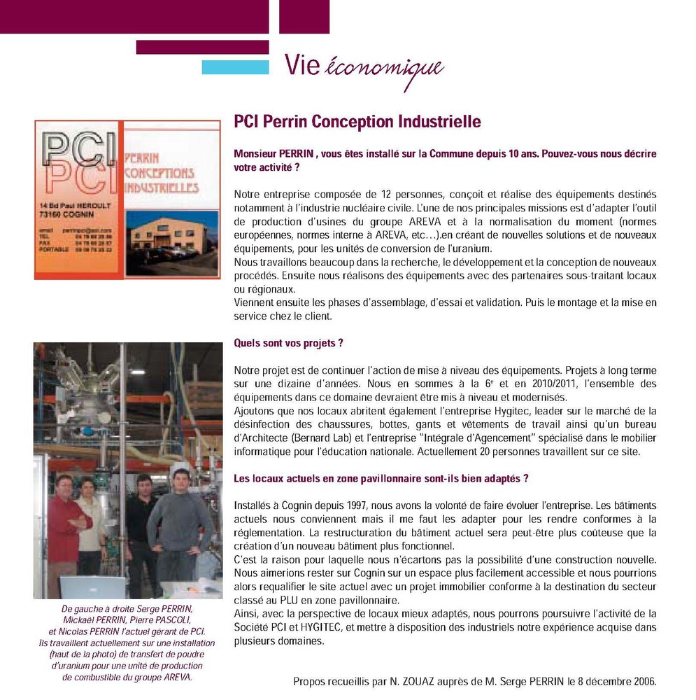Magazine de la  ville de Cognin  -  Décembre 2006 
