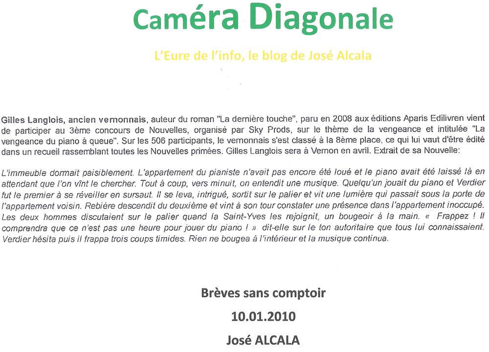Article paru dans Camera Diagonale le 10 01 2010 concours SKY PR