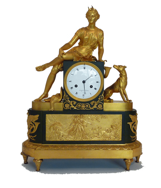 Pendule bronze dore Empire 