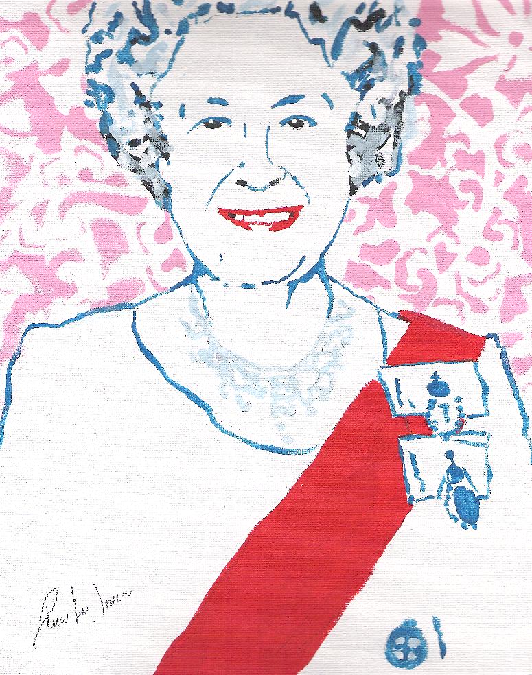 Pop art Pink Queen Elizabeth, Reine Elizabeth rose, vendue UK