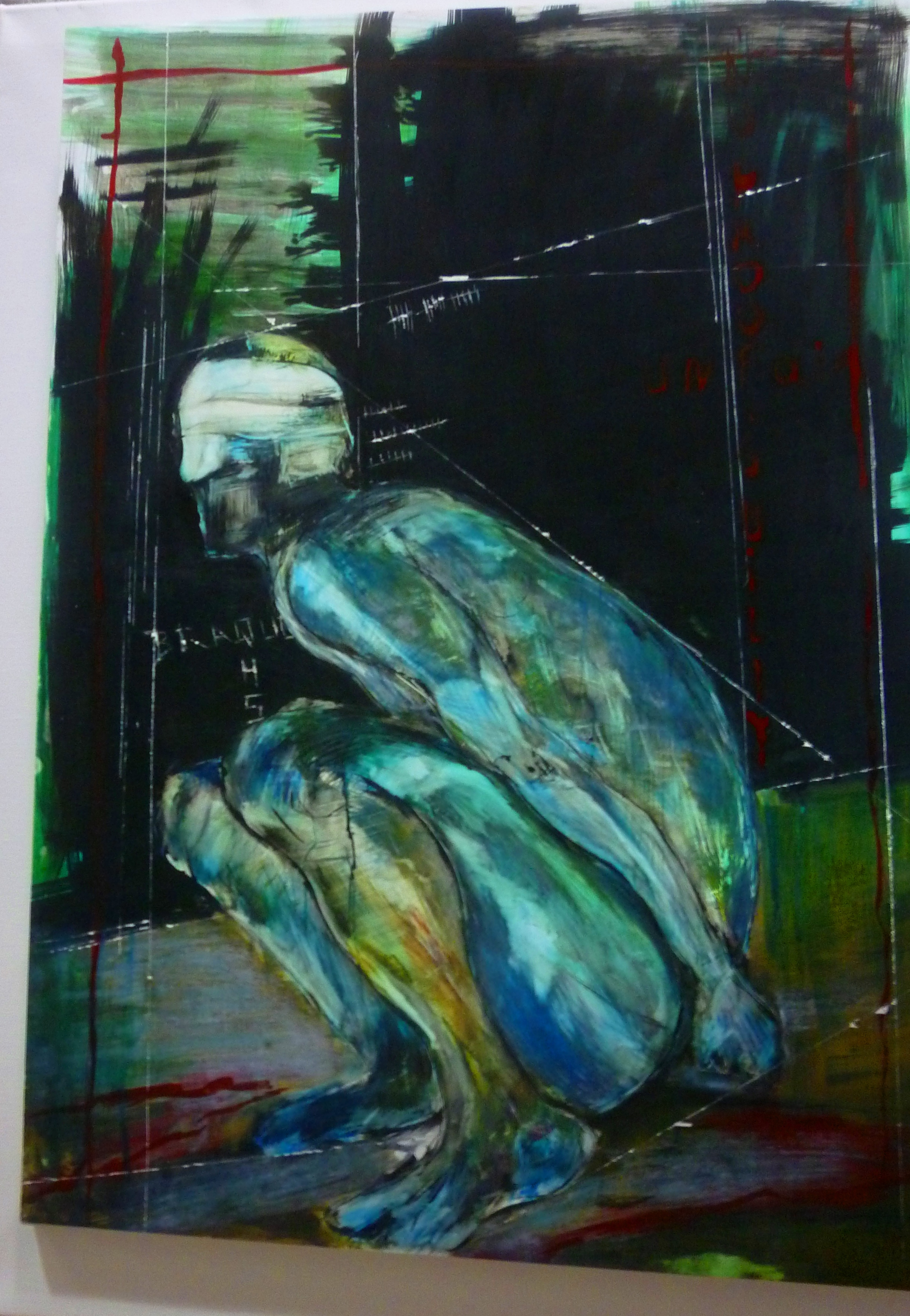 Titre : "sentenced" encre sur papier lana, marouflé sur toile (70*50cm)