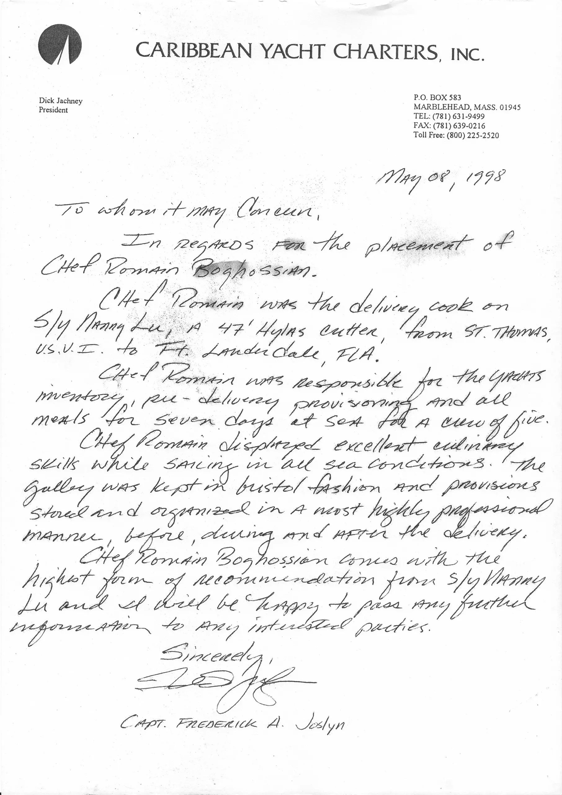 St Martin Private Chef Reference Letters st-martin-private-chef-reference-letters