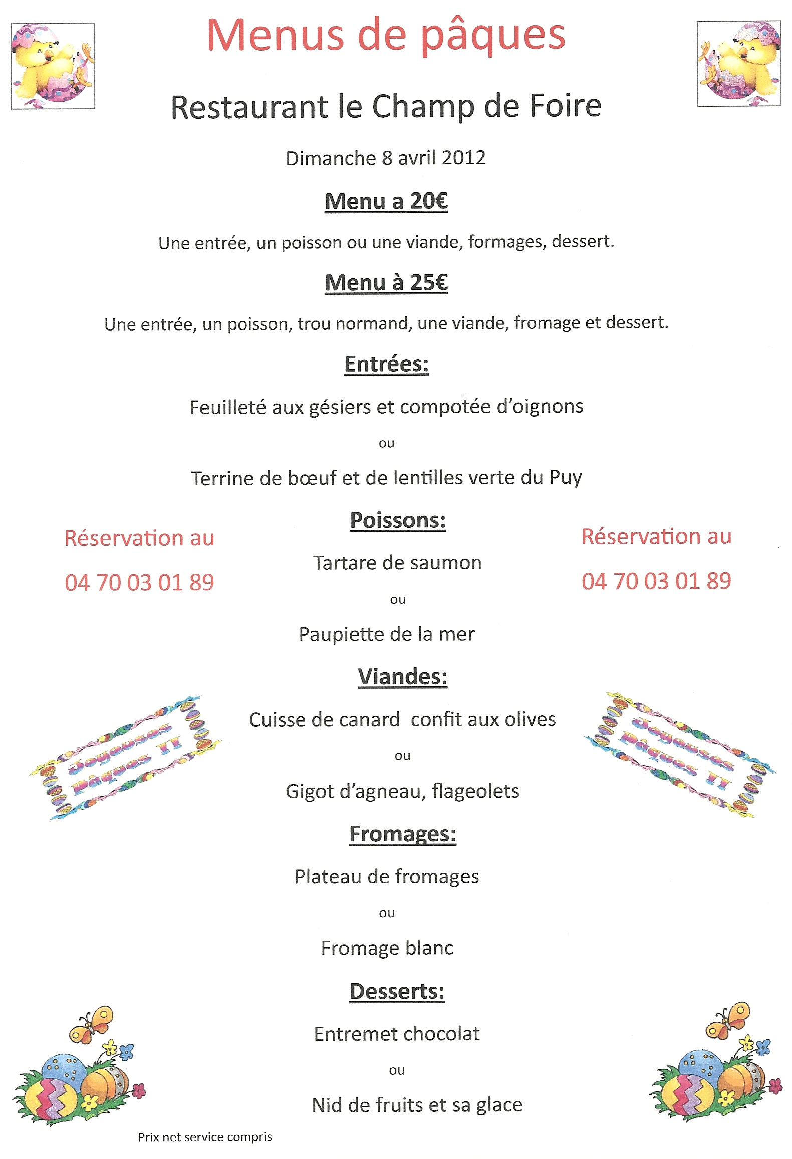 Menu paques