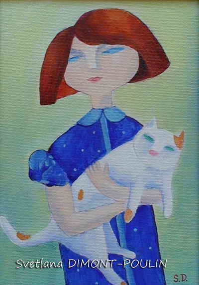 Petit fille et son chat 18x24 120 