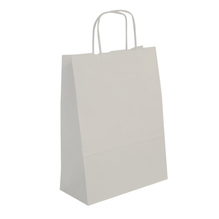 Sacs cabas kraft blanc verge poignees torsadees rythm