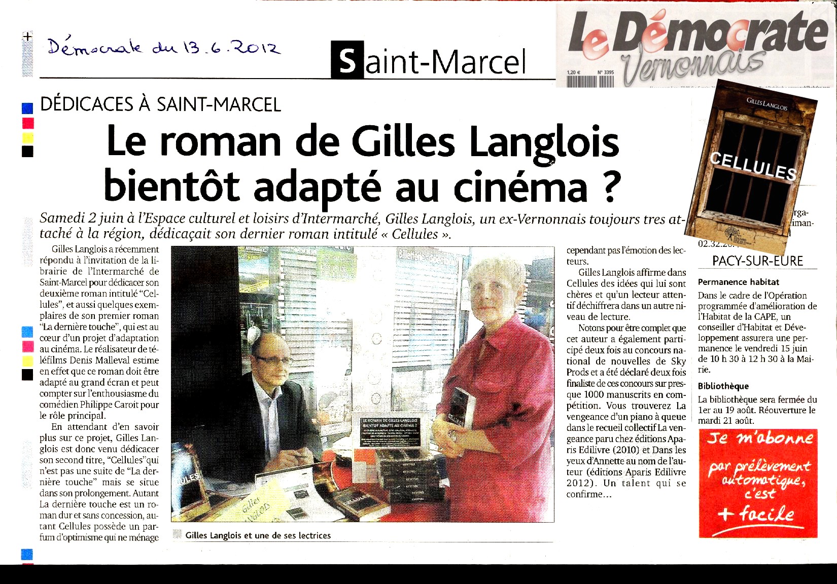 Article Le Democrate 13 juin 2012 1