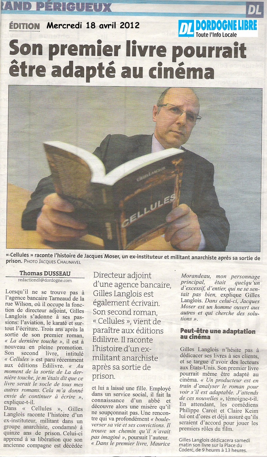 Article Dordogne Libre 18 04 2012
