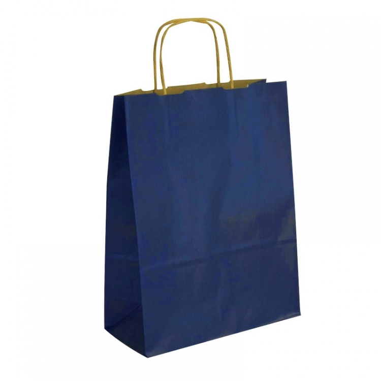 Sacs cabas kraft ecru verge bleu poignees torsadees rythm 