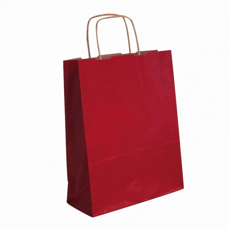 Sacs cabas kraft ecru verge rouge poignees torsadees rythm 