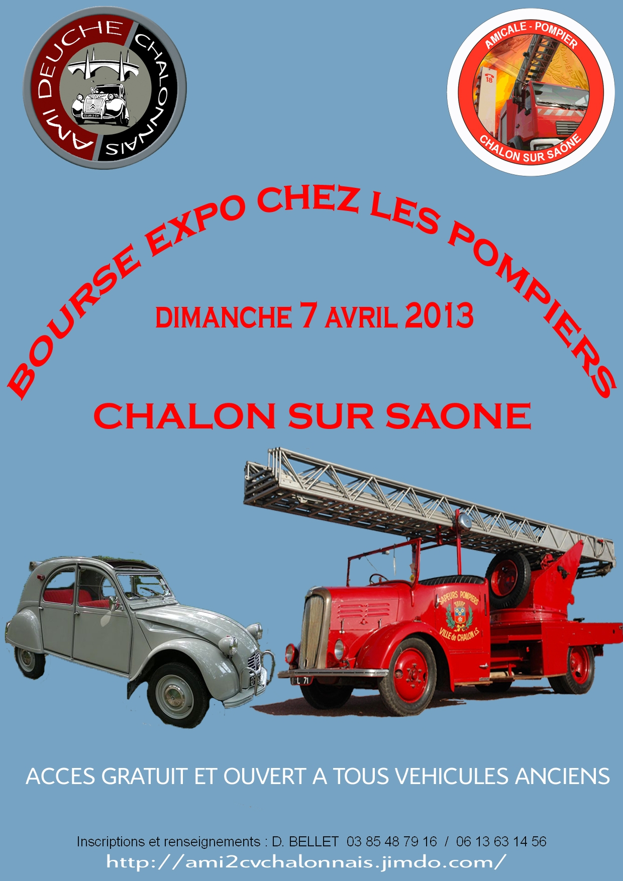 Affiche 2cv avec logo amicale pompiers