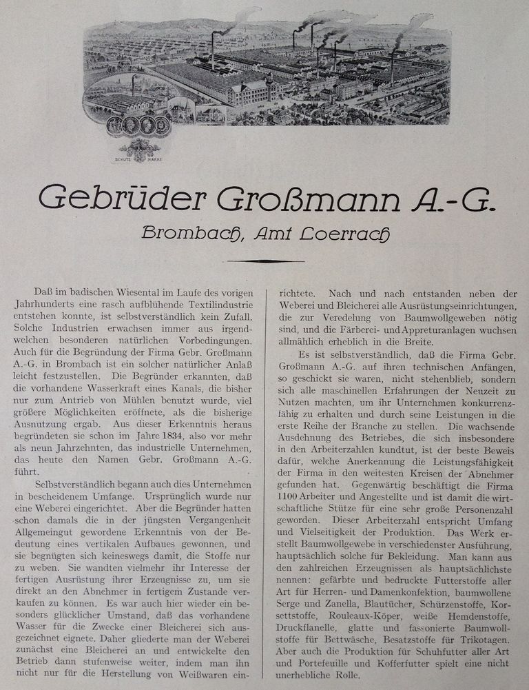 Werbung Brombach Fabrik Grossmann