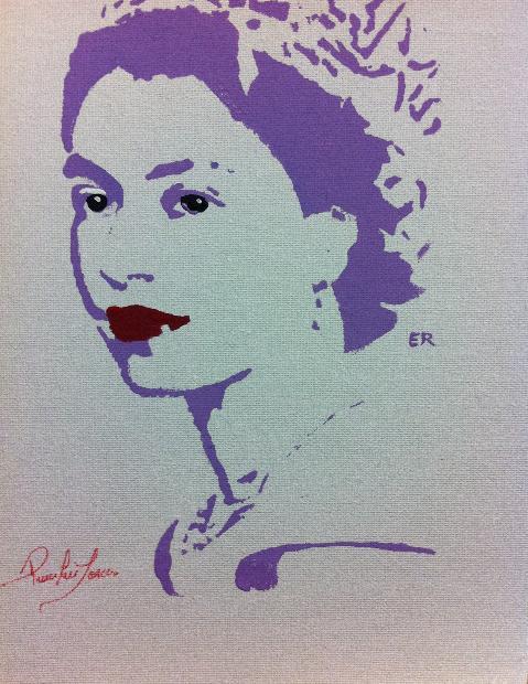 Pop art, Queen elizabeth purple, Reine Elizabeth violet, vendu Australie