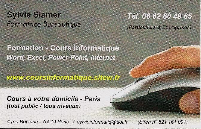 Carte visite cours informatique site