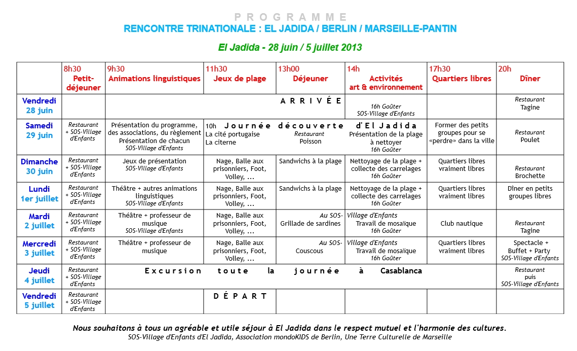 Programme de la rencontre