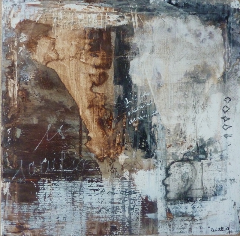 "Le sacrifice" - Technique mixte sur toile (40 x 40 cm)