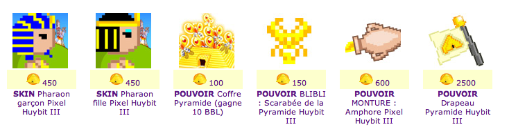 Achats jetons pyramides