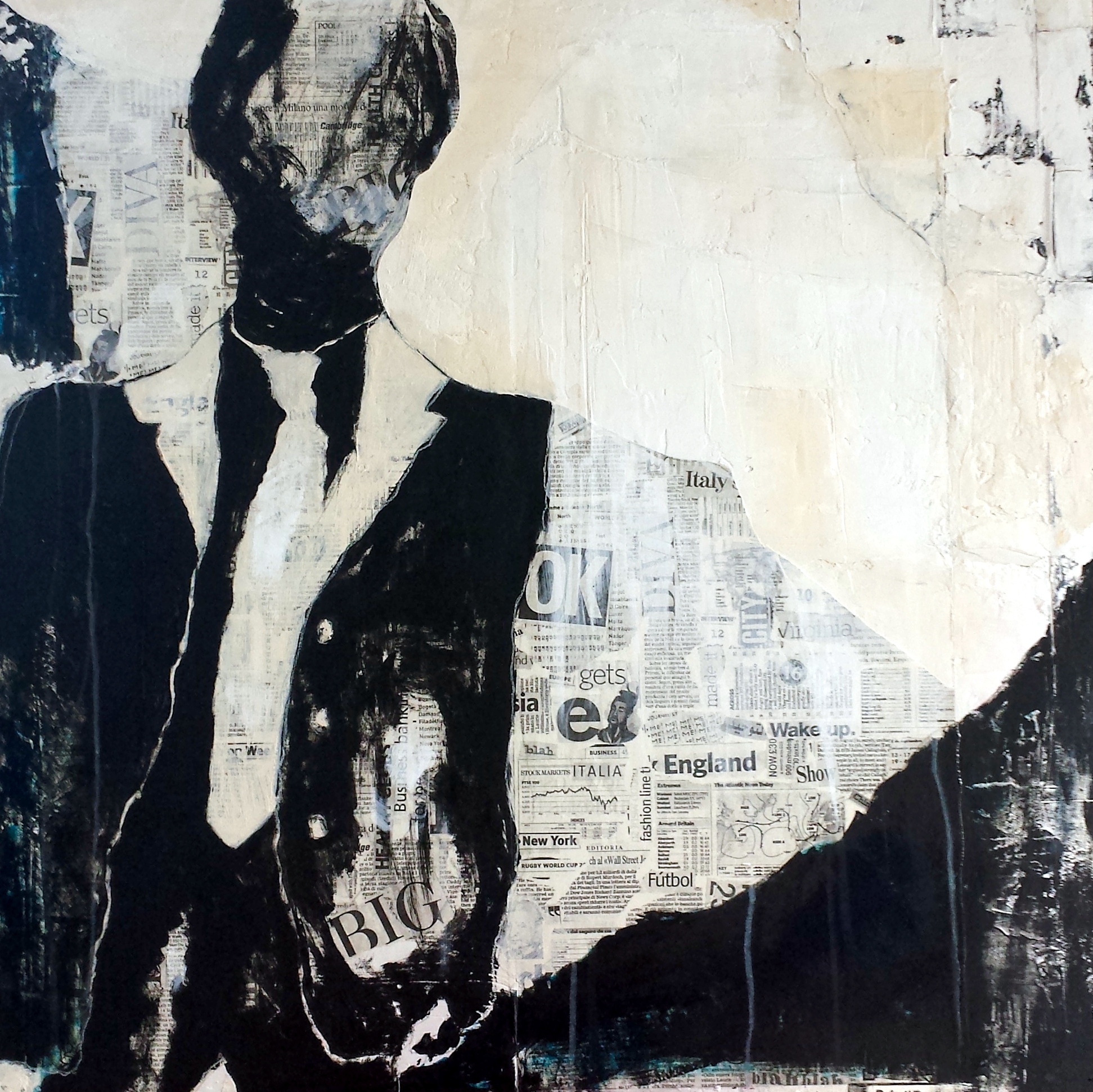 tire : "Urban man" technique mixte acrylique sur toile 80 *80 cm.
