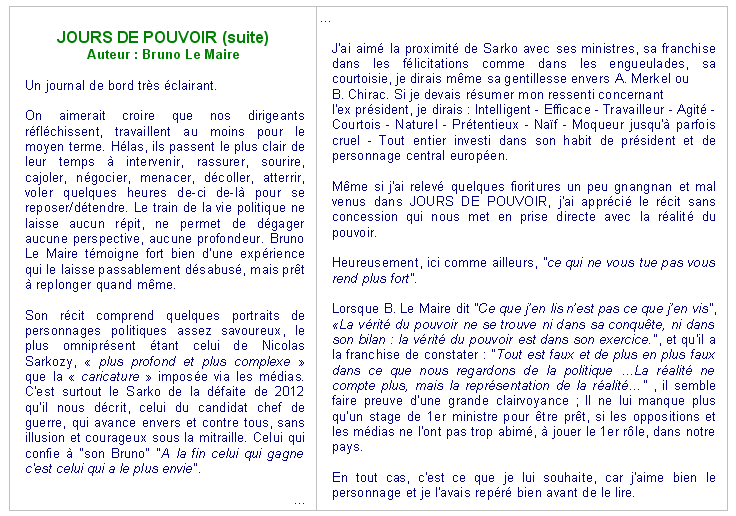 Lecture jours de pouvoir 2