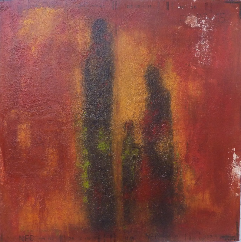 "Livre I"- Technique mixte sur toile (80 x 80 cm)