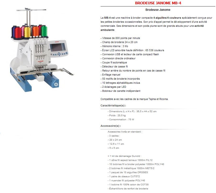 Brodeuse professionnelle JANOME