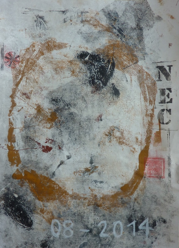 "Souvenir II" - Monotype sur papier japonais Washi (30 x 30 cm)