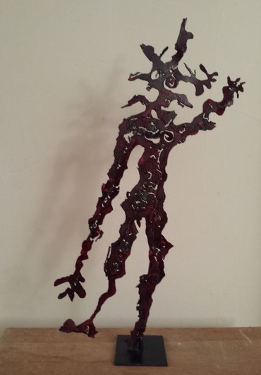 J arrive acier decoupe au plasma patine rouge 24X40cm