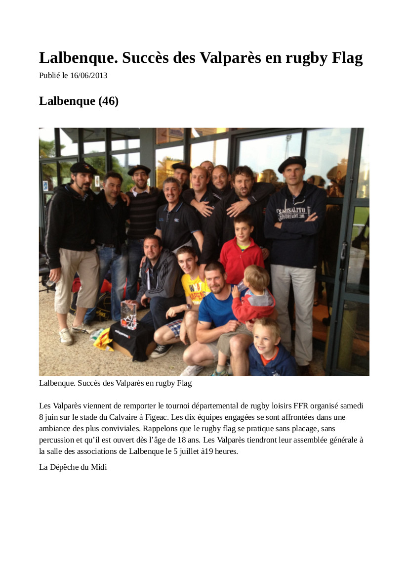 Article presse tournoi lot 2013