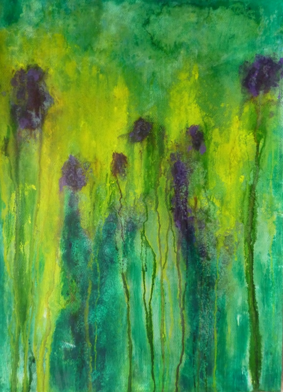"Florales 5" - mixte sur papier (50 x 70 cm)