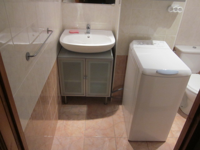 Salle d'eau: wc, douche, lavabo, lave linge. 3 meubles de rangements