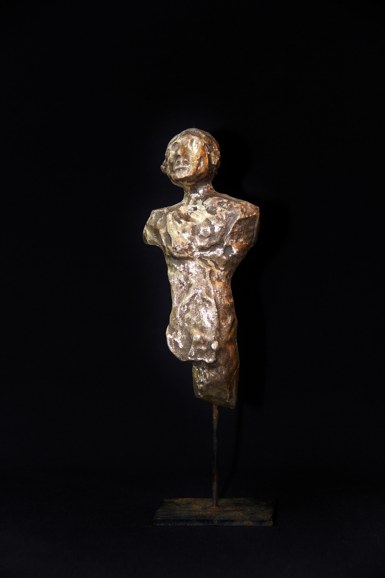 Rescapés d'une cire détruite, ces morceaux d'homme sont maintenant inaliénables.

Bronze plein.

Enfin il résiste au temps et à la pression :  il tient dans la main sans fondre.