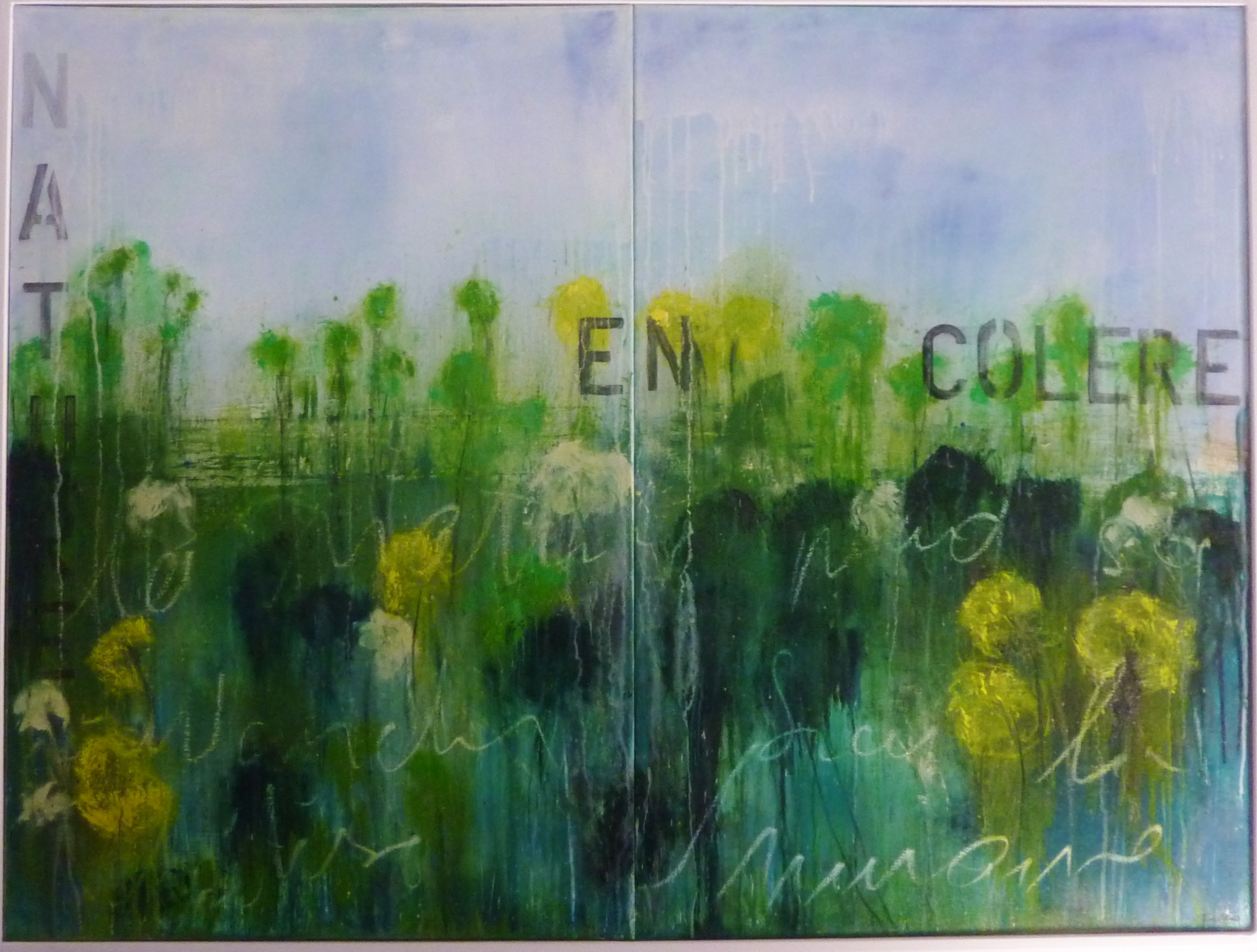 "Nature en colère" technique mixte sur toiles - diptyque encadré