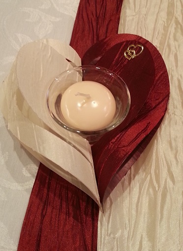 Double coeur bordeaux et ivoire
