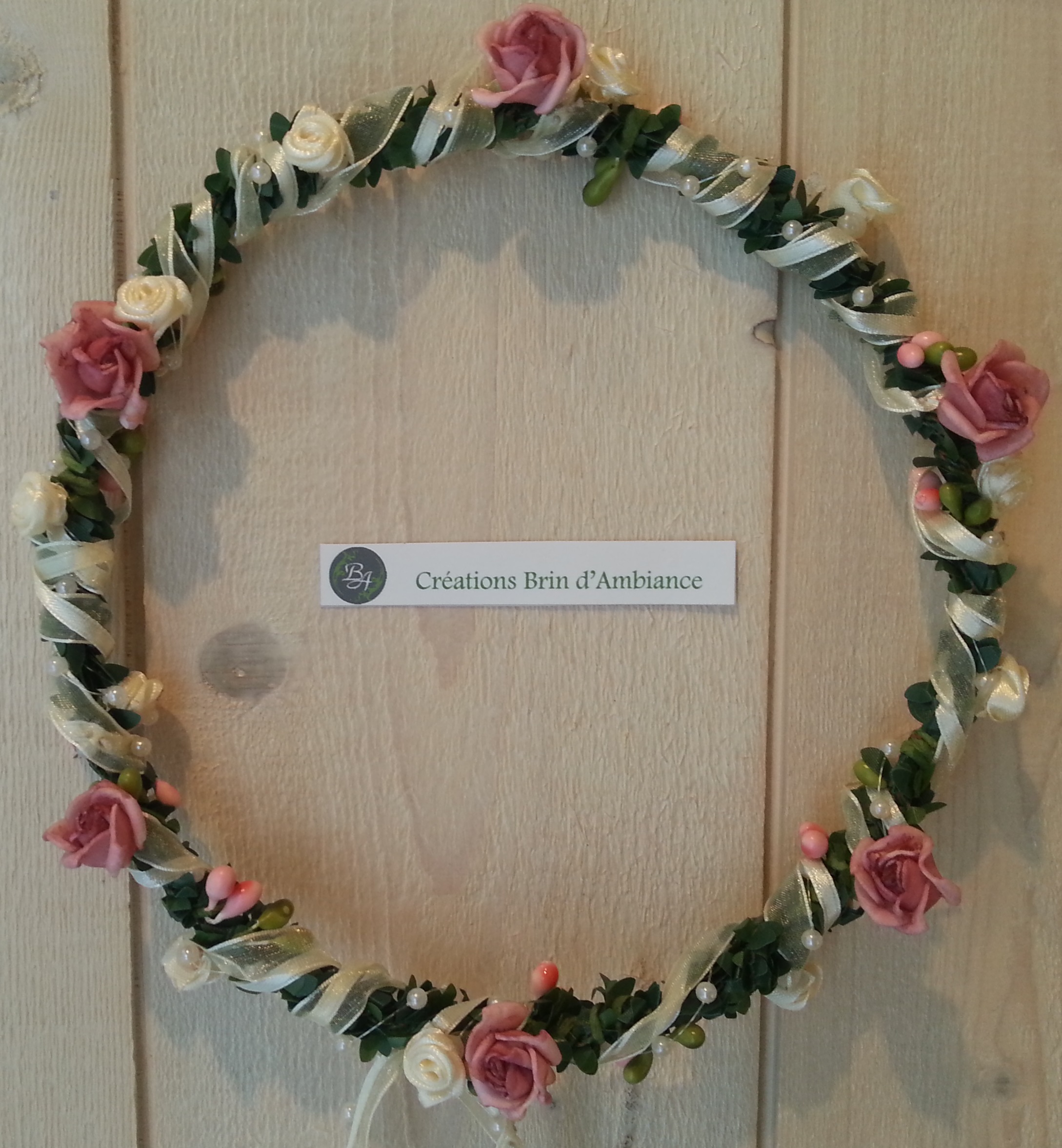 3 couronne vieux rose et ruban creme2 2 