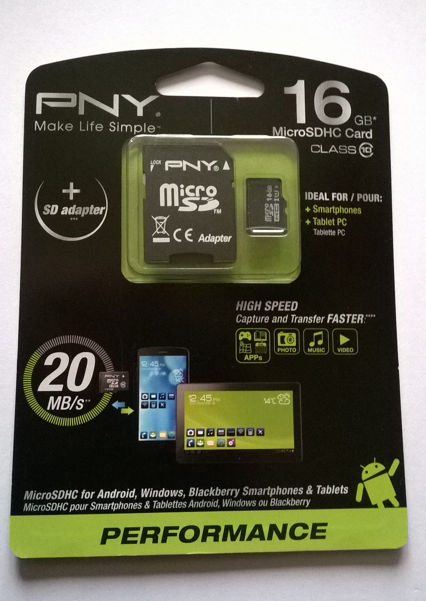 Carte memoire micro sd pny cl10 16 go