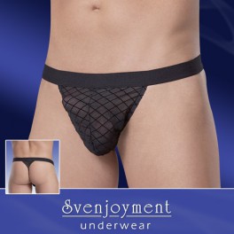 REF 126
String noir Gitter

Marque : Sven Joyment

String noir avec coque en micro résille.

Légérement transparent

90 % polyamide - 10 % elasthan

Disponible en 4 tailles : S, M, L et XL
PRIX : 25 €