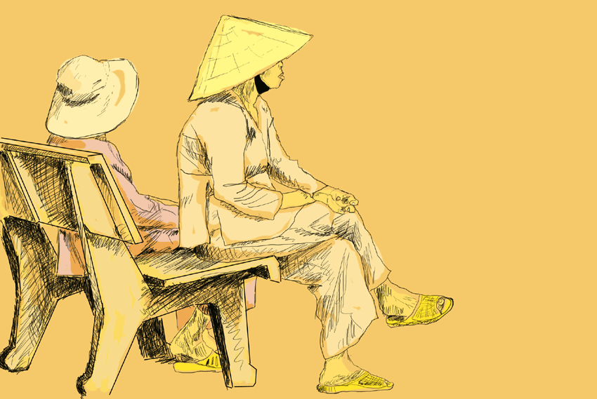 Sur la route de Bên tre. Dessin c.challange copyright 2015