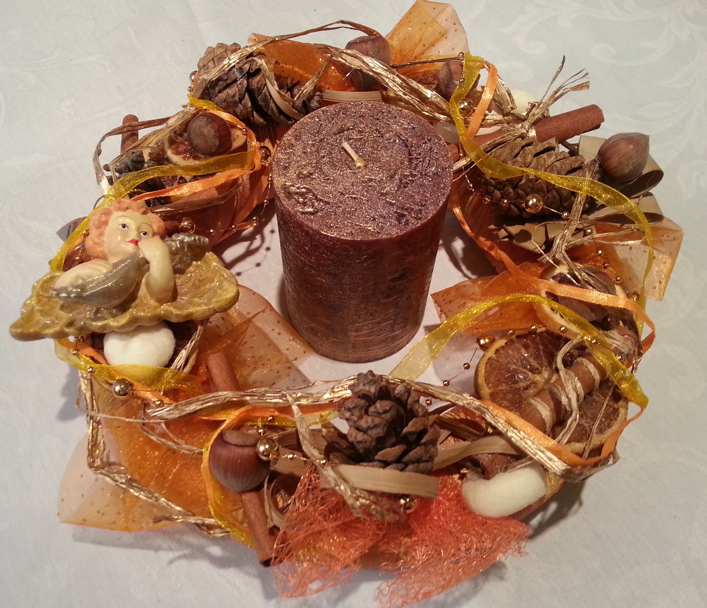 Couronne deco avec bougie ronde