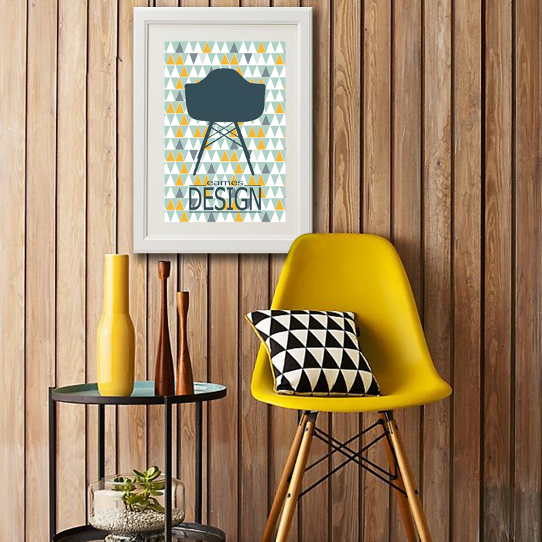Scandi eames jaune A3