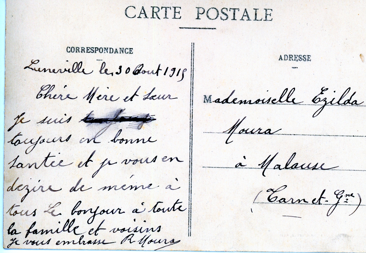 1915 30 aout verso carte Vathimenil