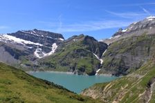 Vue du lac d'Emosson depuis la montée vers le col de Barberine