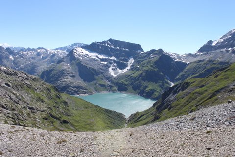 Lac d'Emosson photographié depuis le col de Barberin