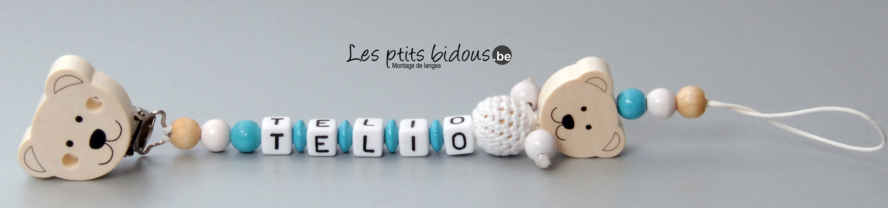 Attache tétine ou tutute personnalisé les ptits bidous