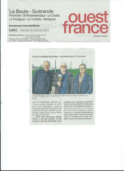 article de Ouest France sur l AG du 22 novembre 2015