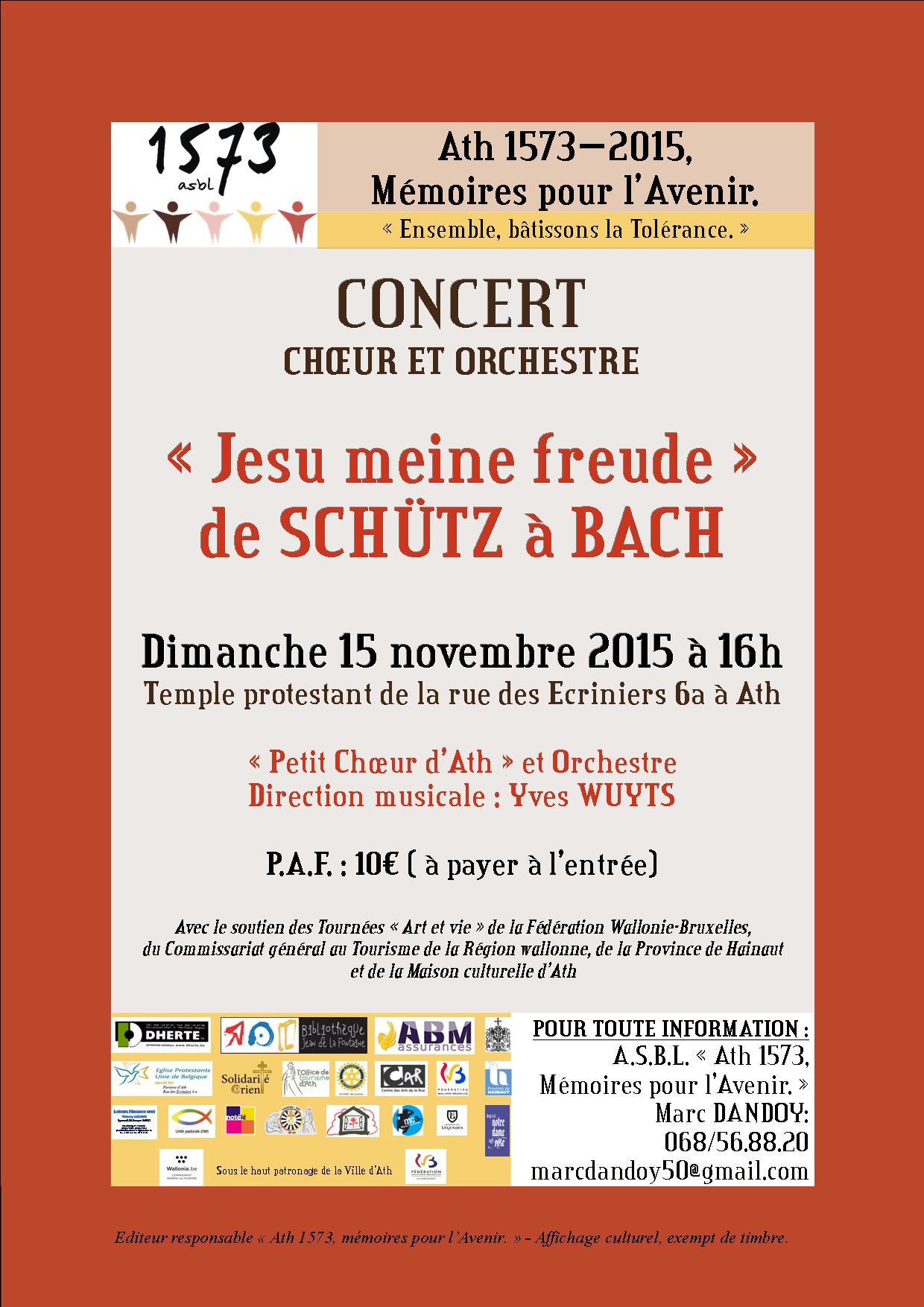 Jesu, meine Freude de Schütz à Bach - Ath - 15/11/2015