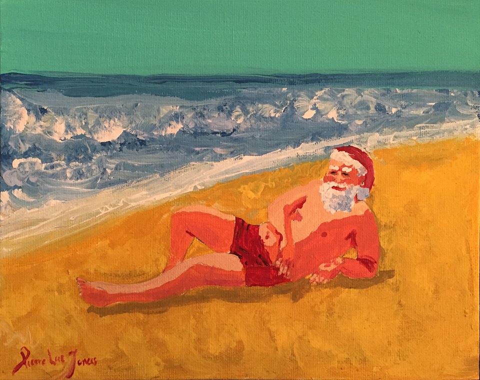 Santa On the Beach, 8"x10", à vendre sur Ebay.ca