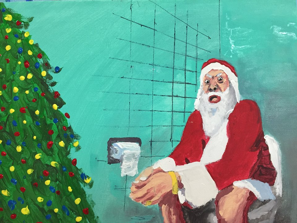 Santa on Toilet, 8" x 10", à vendre sur Ebay.ca