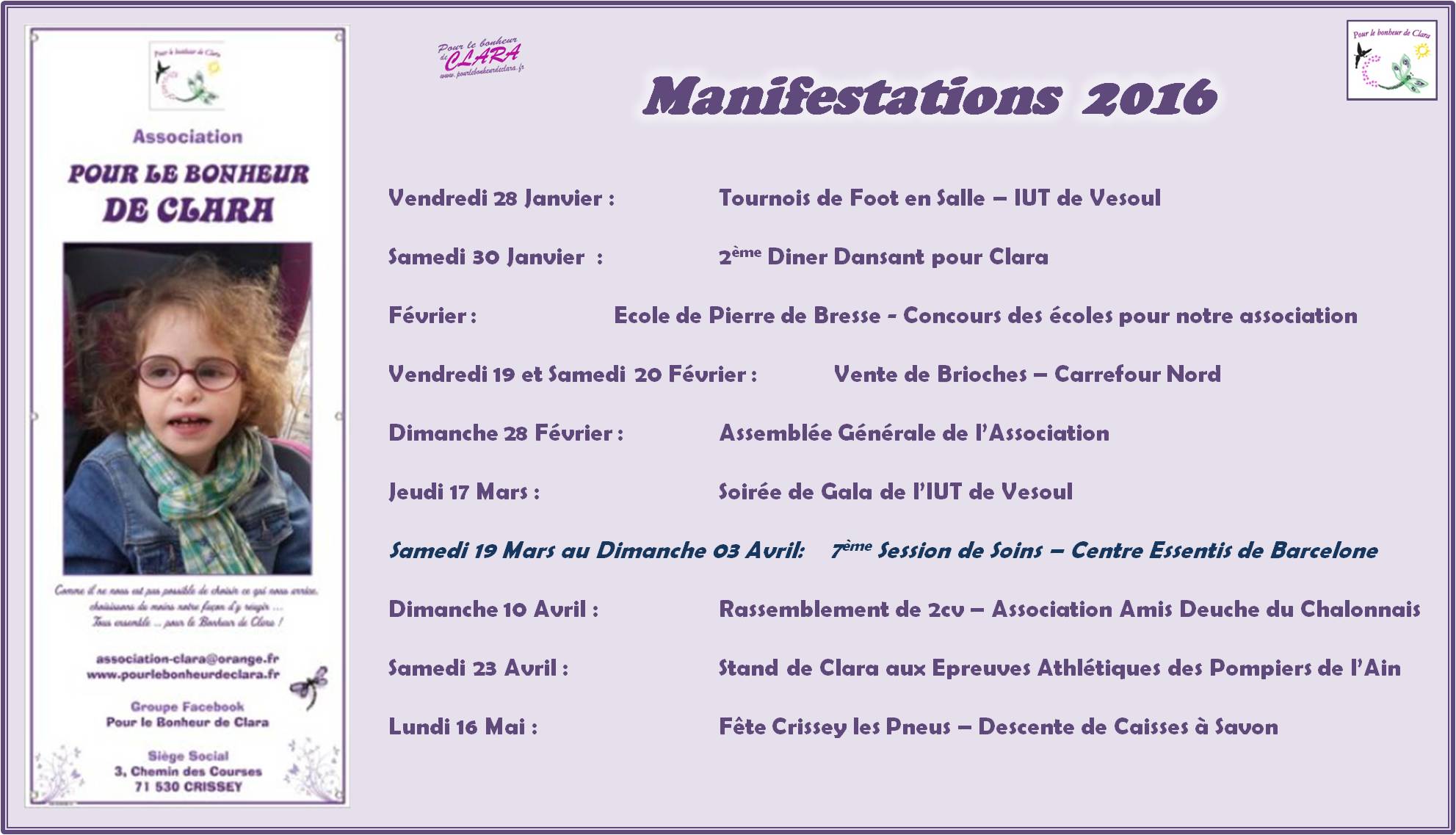 Programme Manifestations 2016 1ere Partie