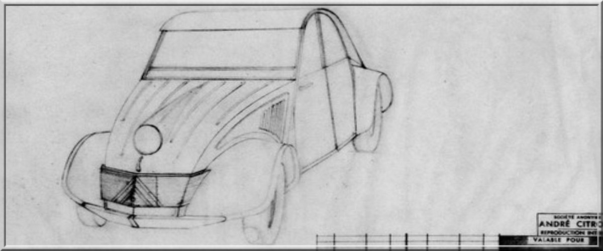 Croquis d'étude pour la future Citroën 2CV - 1936